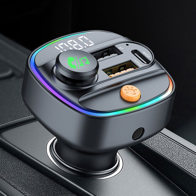 LUTU Bluetooth 5.4 FM-Transmitter mit Freisprecheinrichtung, MP3-Player und PD30 W Schnellladeadapter in Schwarz - Bild 1
