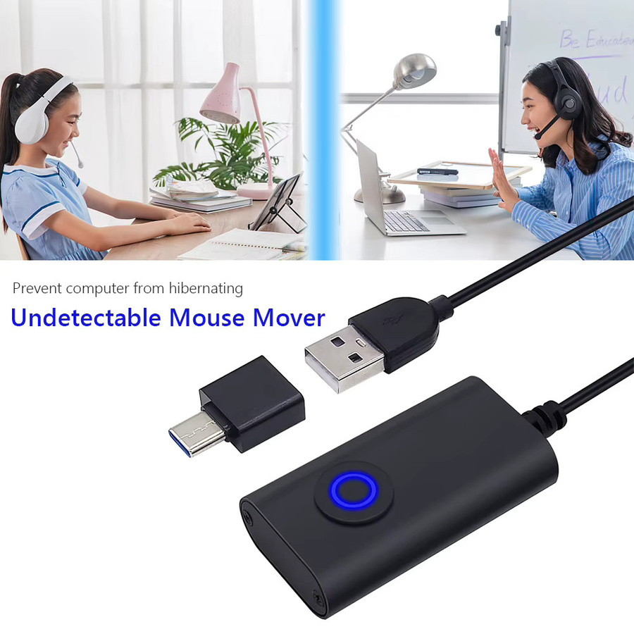 ALLOET 2-in-1 USB Typ-C Mausbeweger mit Ein/Aus-Schalter, Mausbewegungssimulator in Schwarz - Bild 4
