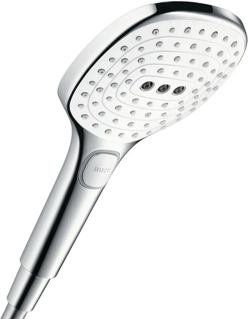 Hansgrohe Handbrause Raindance Select E 120 in Weiß-Chrom mit 3 Strahlarten und Anti-Kalk-Funktion - Bild 1