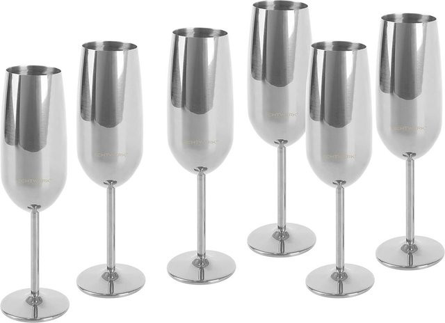 ECHTWERK Sektgläser Champagnerflöten aus Edelstahl in Silber, 6er Pack, 250 ml - Bild 1