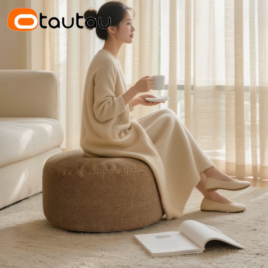 OTAUTAU Big Waffle Cord-Sitzsack Beige als Pouf-Bezug, Hocker und Ottomane ohne Füllung - Bild 2