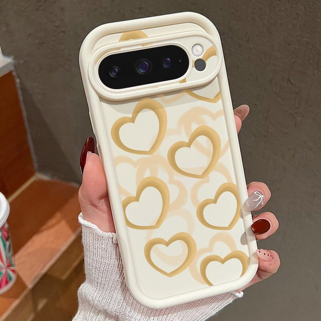 YISHANGOU TPU Handyhülle mit Liebesherz für Google Pixel 8 Pro, 9 Pro XL, 8, 7 Pro, 7A und 8A in Beige oder Weiß - Bild 1