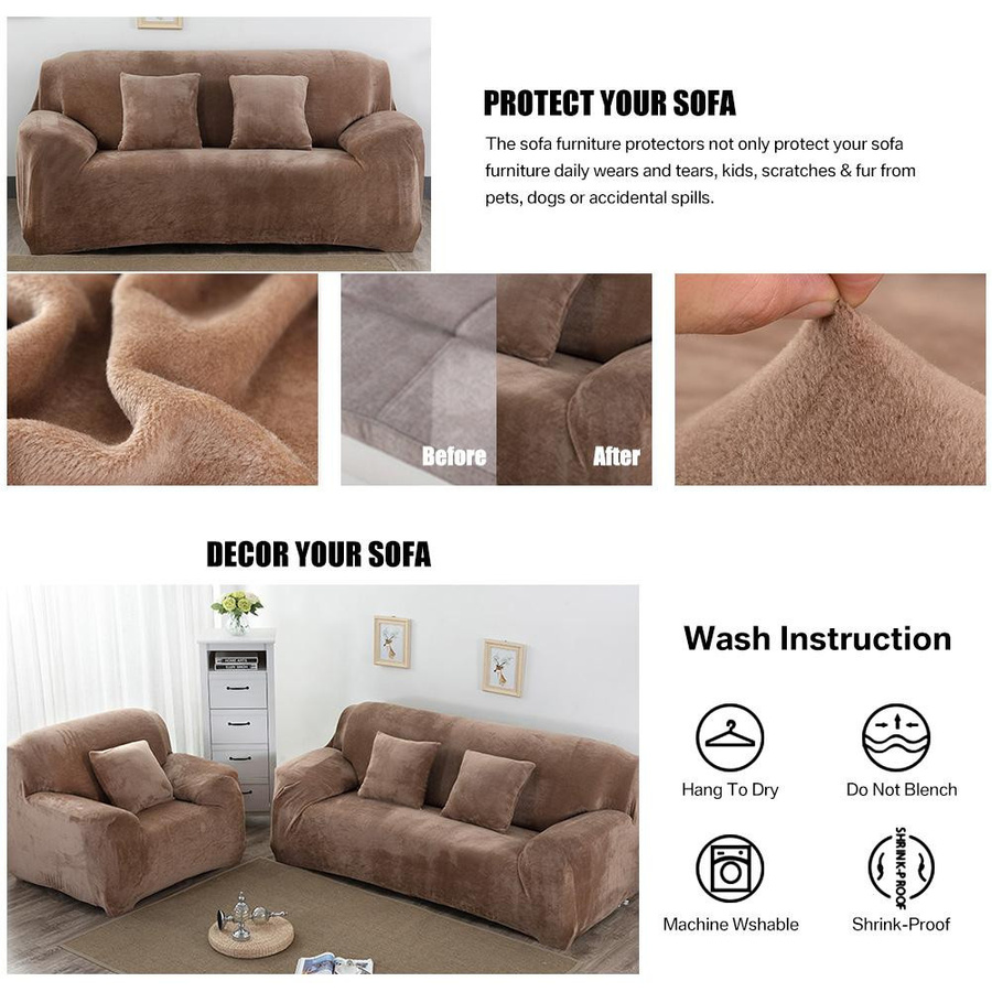 Stretch-Samt-Sofabezug für 1 Sitzer, elastischer Couchbezug aus Polyester, Schwarz, Breite: 90-140 cm - Bild 2