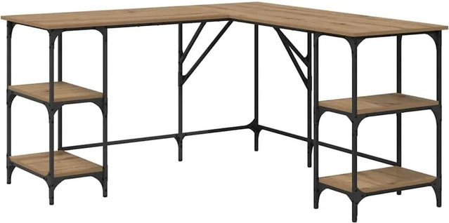 vidaXL Schreibtisch in L-Form im industriellen Stil, Farbe Braun, Eiche, Holzwerkstoff, B/T/H: 139 x 139 x 75 cm - Bild 1