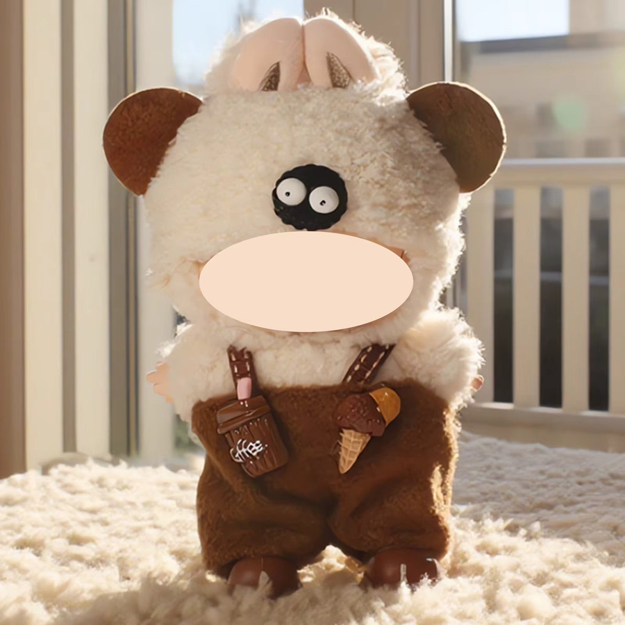 BJDBUS Puppen-Outfit Set für Labubu Figuren aus Textil und Plüsch, bestehend aus Kleid, Outfit und Hut, passend für 17 cm Figuren - Bild 3