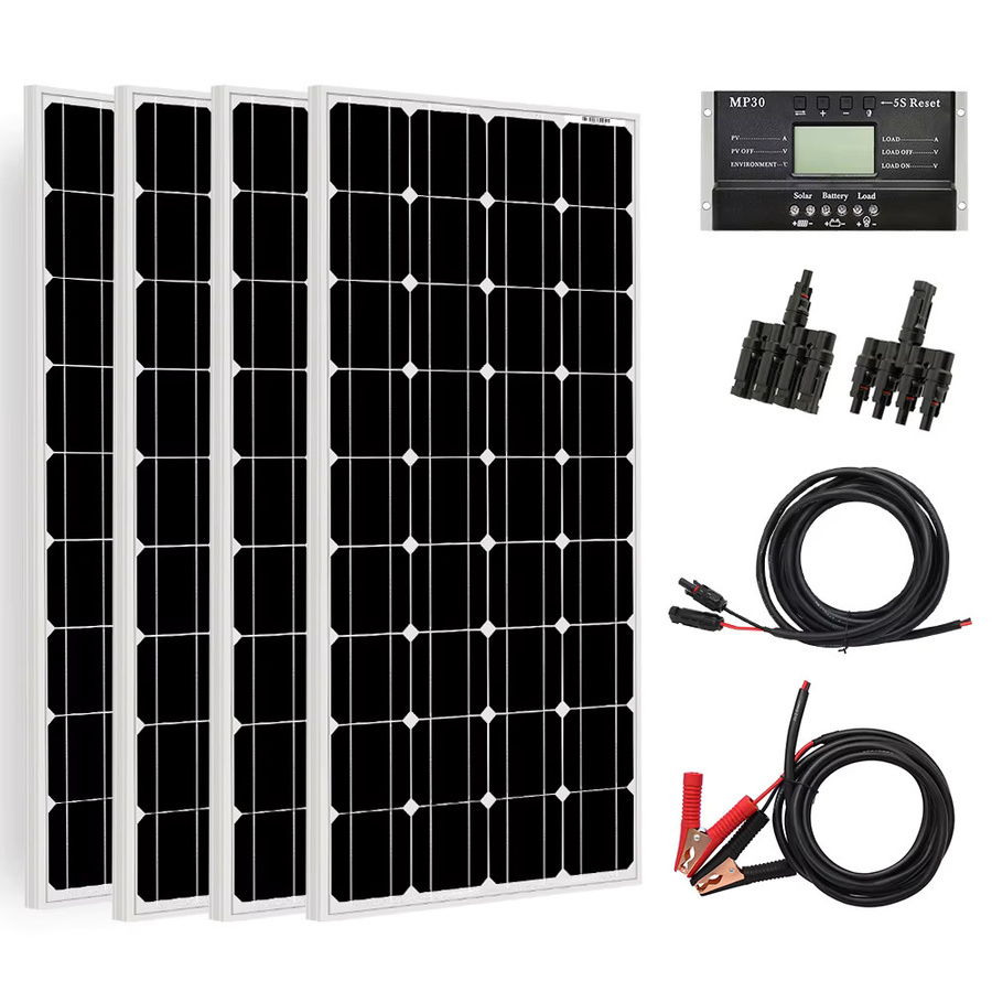 Dokio Wasserdichtes monokristallines Solarmodul-Set in Schwarz mit Controller zur Ladung von Haus- und 12V-Autobatterien - Bild 6