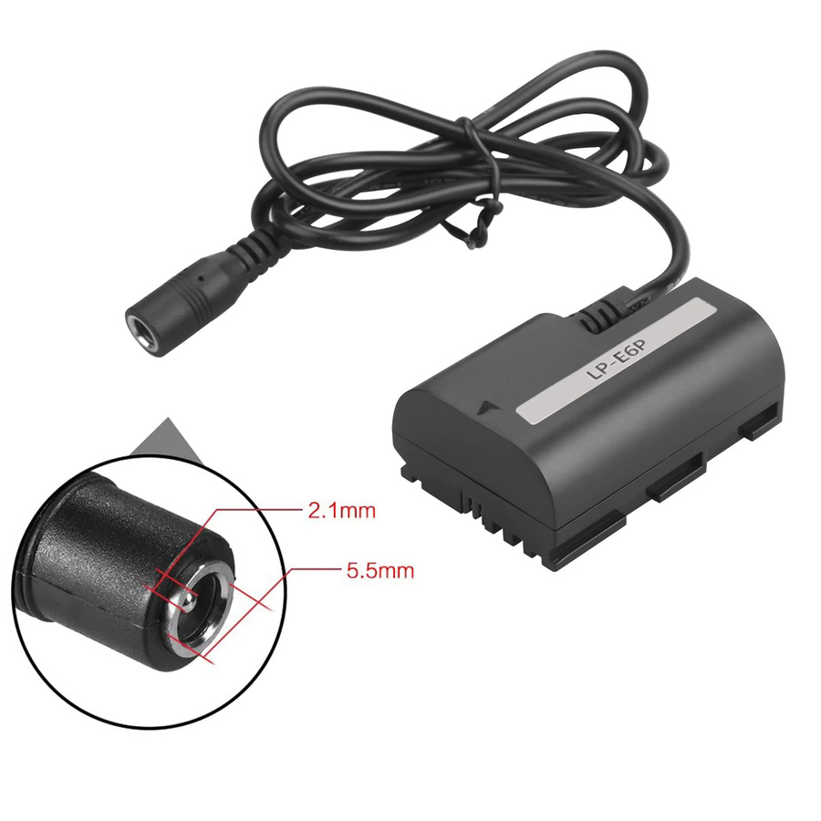Probty LP-E6P Dummy-Akku mit AC-Netzteil und DC-Koppler-Kit für Canon EOS R5 II, R6, R5 und R5 Mark II in Schwarz - Bild 3