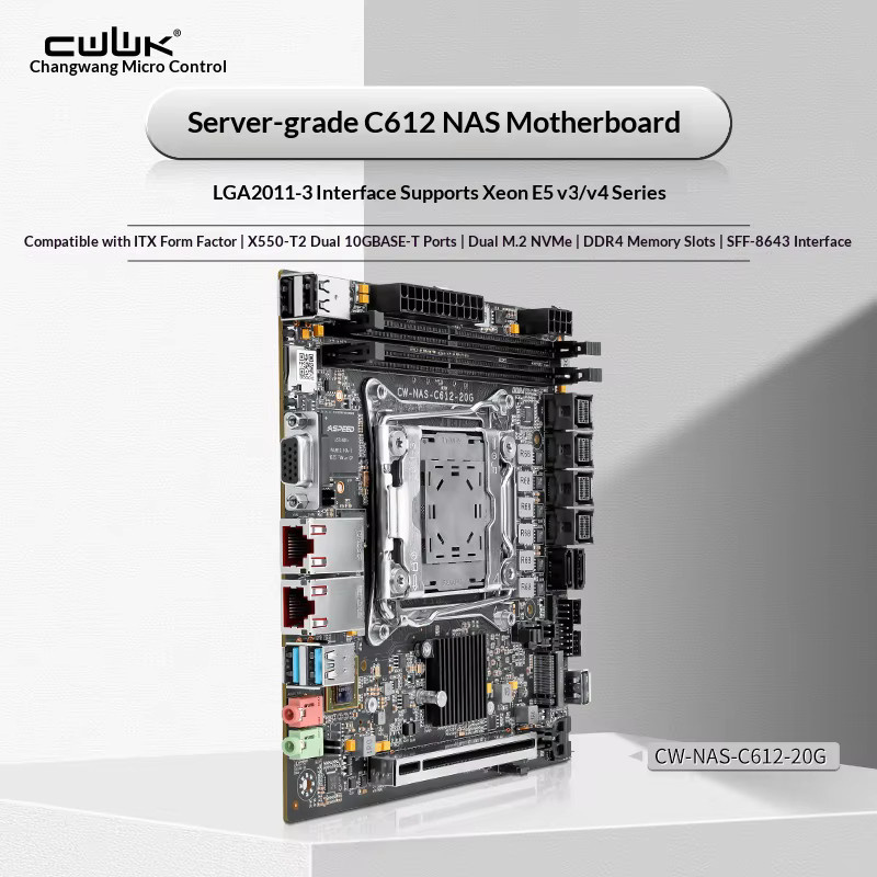 YiHESZ X99 Motherboard C612 LGA 2011-3 Mini-ITX in Schwarz mit Dual 10GB Ethernet, DDR4-Unterstützung und M.2 NVME - Bild 3