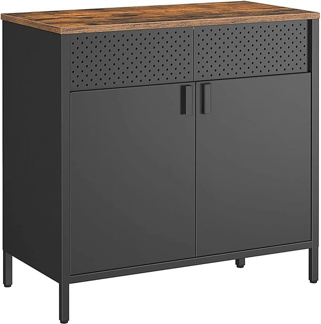 Songmics Aufbewahrungsschrank Bravon im Industrie-Design aus Metall und Holz, Schwarz-Braun - Bild 1