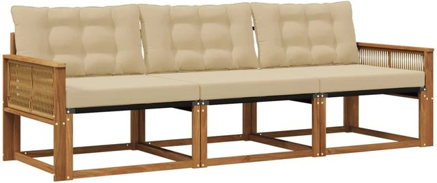 vidaXL Outdoor-Sofagarnitur aus Akazienholz mit Kissen in Beige und Braun - Bild 1