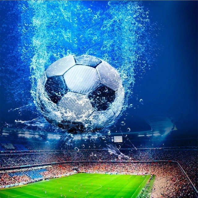 FIYO DIY Diamant Stickerei Fußball Stadion Bild, Strasssteine Malerei Kreuzstich, B/B: 60 x 60 cm, Multicolour - Bild 1