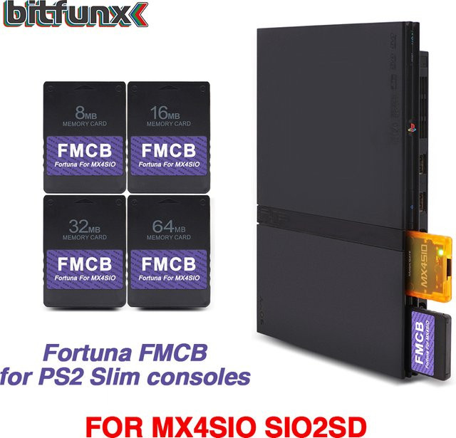 Bitfunx Fortuna Free McBoot OPL Speicherkarte für PS2 und PS2 Slim, Black, 8 GB - Bild 1