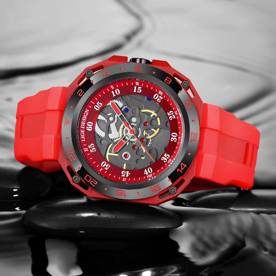 LIGE Armbanduhr Quarz, Schwarz, Datum, Leuchtzeiger, Herren - Bild 3