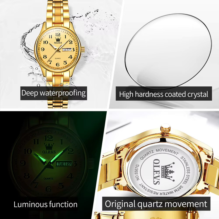 OLEVS Digitaluhr, Quarz, Edelstahl, Silber, Damen - Bild 3