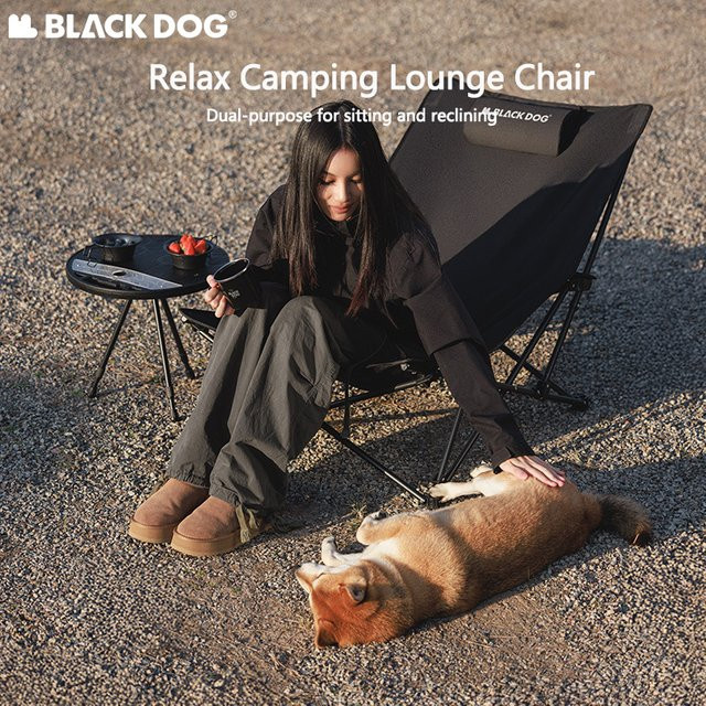 BLACK DOG Klappsessel für Outdoor und Camping in Schwarz mit Kissen - Bild 1