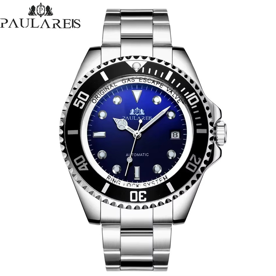 PAULAREIS P Armbanduhr Automatik, Edelstahl, Blau, Herren - Bild 3