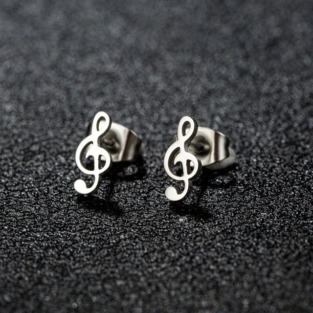 SMJEL Ohrstecker Edelstahl, Musiknoten, Silber, Damen - Bild 1