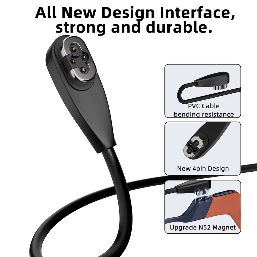 Shokz USB-C Magnetisches Ladeadapterkabel für OpenSwim Pro S710 Knochenleitung Kopfhörer in Schwarz - Bild 2