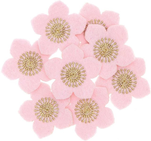 Rico Design Filzstreu Christrosen bestickt, 8 Stück, Pink-Gold, B/H: 3,5 x 3,4 cm - Bild 1