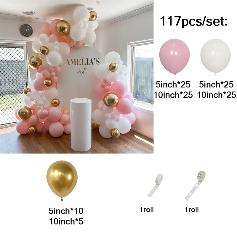Ballongirlande Set von LQVYI in Rosa, Weiß und Gold für Geburtstag, Hochzeit und Party-Dekoration - Bild 2