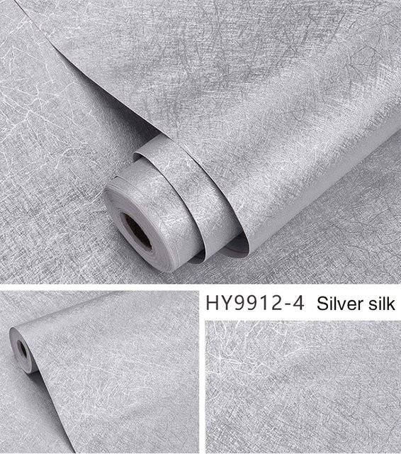 KALYNN Selbstklebende Vinyl Tapete in Silber und Weiß mit geprägter Seidenoptik, wasserdichte Peel-and-Stick Tapete für moderne Möbeldekoration - Bild 1