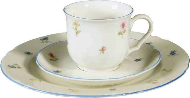 Seltmann Weiden Kaffeegedeck Marieluise Streublumen 3er Set aus Porzellan in Weiß - Bild 1