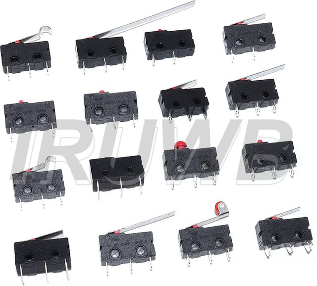 IRUWB Mikroschalter KW12-N mit Griff, 2Pin/3Pin, NO/NC, 5A, 125V/250V, Farbe: Schwarz - Bild 1