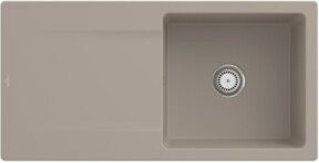 Villeroy & Boch Spüle Siluet Ceramic in Beige mit runder Handbetätigung und Ablauggarn, Breite: 60 cm - Bild 1