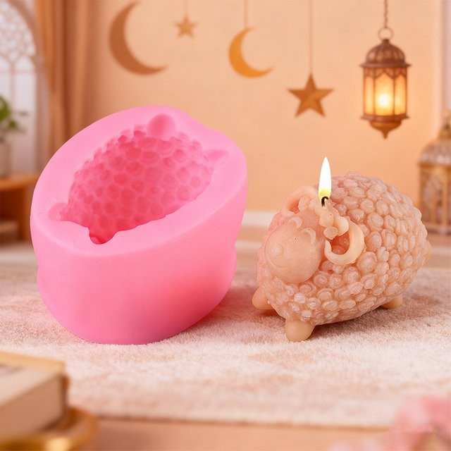 Silikonform für Kerzen mit Ramadan-Schaf-Elementen in Pink für deine DIY-Heimdekoration - Bild 1