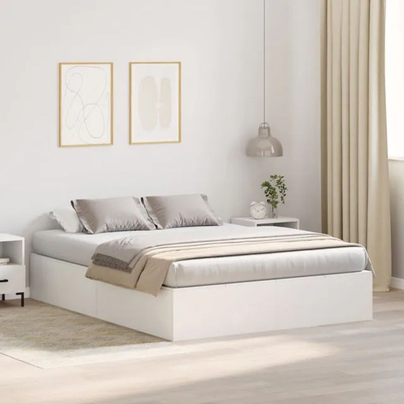 Vidaxl Funktionsbett mit Speicher in Weiß aus Holzwerkstoff, B/T/H: 200 x 140 x 31,5 cm - Bild 1