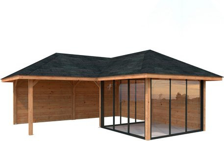 Palmako Connect Pavillon in Hellbraun, B: 512 cm, T: 512 cm, H: 330 cm - Bild 1