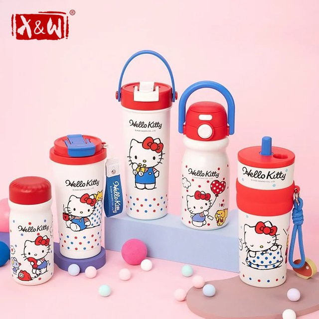 XW HelloKitty Classic Series Isolierbecher aus Edelstahl, auslaufsicherer Outdoor-Getränkebecher, Weiß - Bild 1