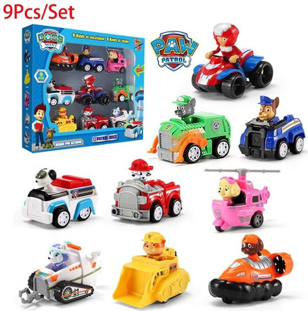 DewBloom Paw Patrol Fahrzeuge Set mit Rückziehfunktion 9-teiliges Set - Bild 1