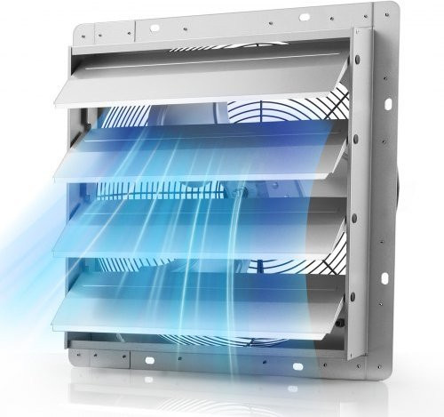 VEVOR Industrie Abluftventilator mit Lamellen, Wandmontage, Silber, Stahlgehäuse, 72 W, 385,8 m³/h Luftförderleistung - Bild 1