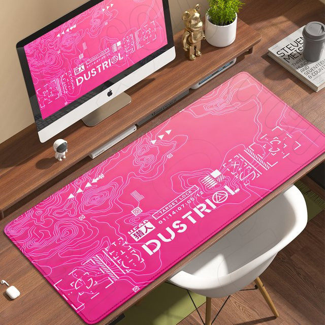 Riccu HD XXL Gaming Mauspad im Science-Fiction-Stil mit Konturlinien in Pink - Bild 1