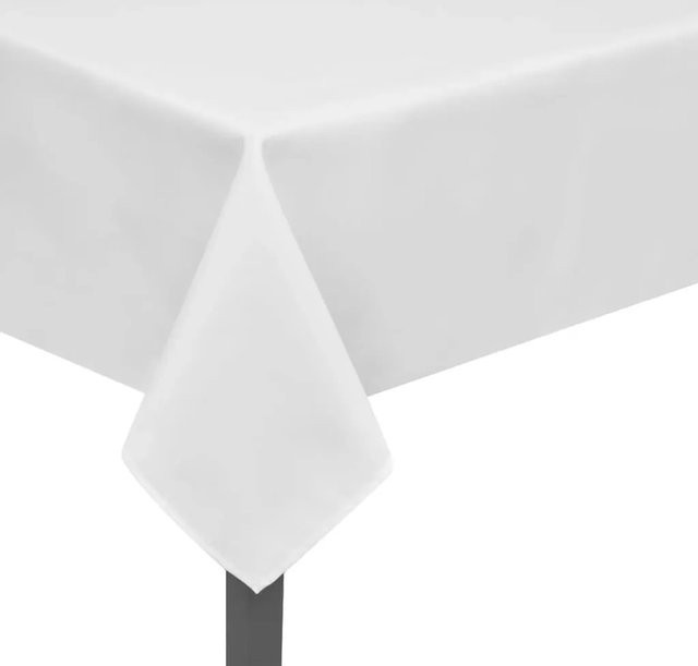 5x vidaXL Tischdecken aus Polyester, Weiß, rechteckig, wasserabweisend und waschbar, B: 250 cm, T: 130 cm - Bild 1