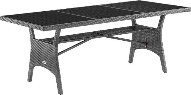 Casaria Polyrattan Gartentisch Takeo Grau WPC B/T/H: 190 x 90 x 75 cm - Bild 1