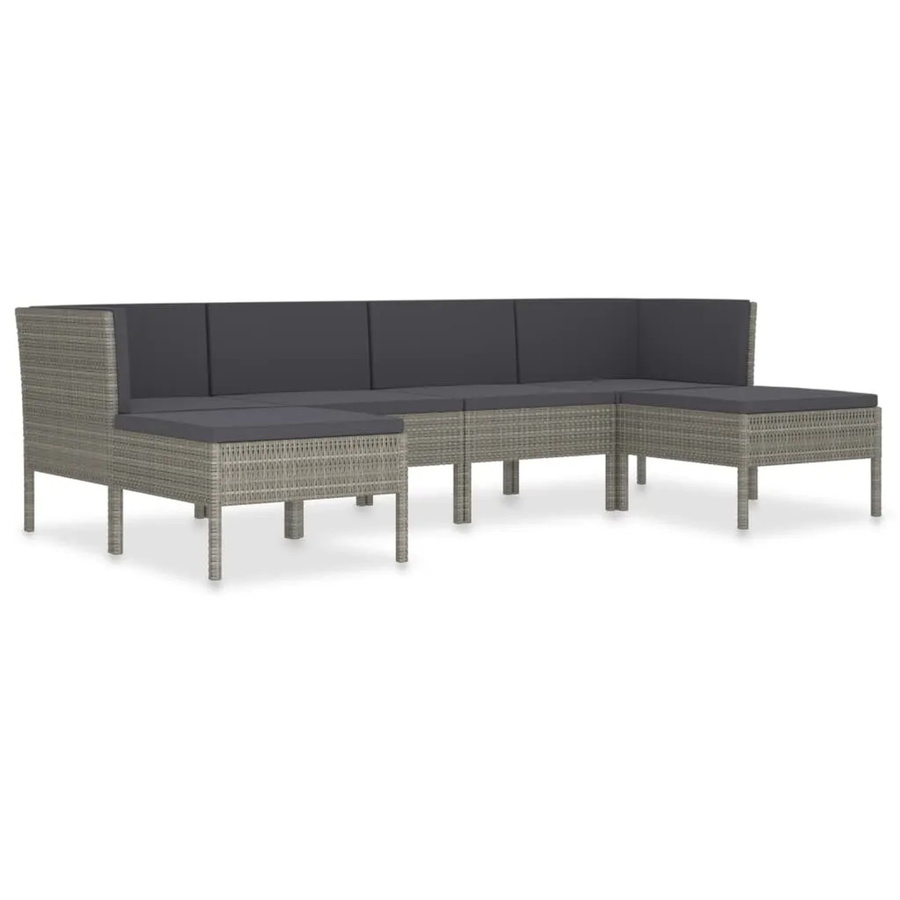 vidaXL 6-tlg Garten-Lounge-Set in L-Form aus Poly Rattan und Metall mit Auflagen in Anthrazit Grau - Bild 2