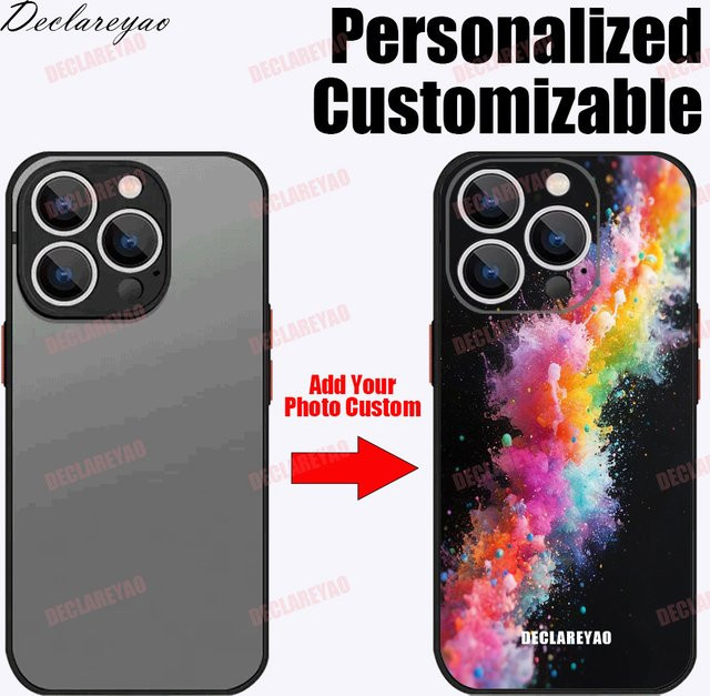 Personalisierte DIY Foto Schutzhülle für iPhone Modelle von iPhone 8 bis iPhone 17 Air in Schwarz von DECLAREYAO - Bild 1