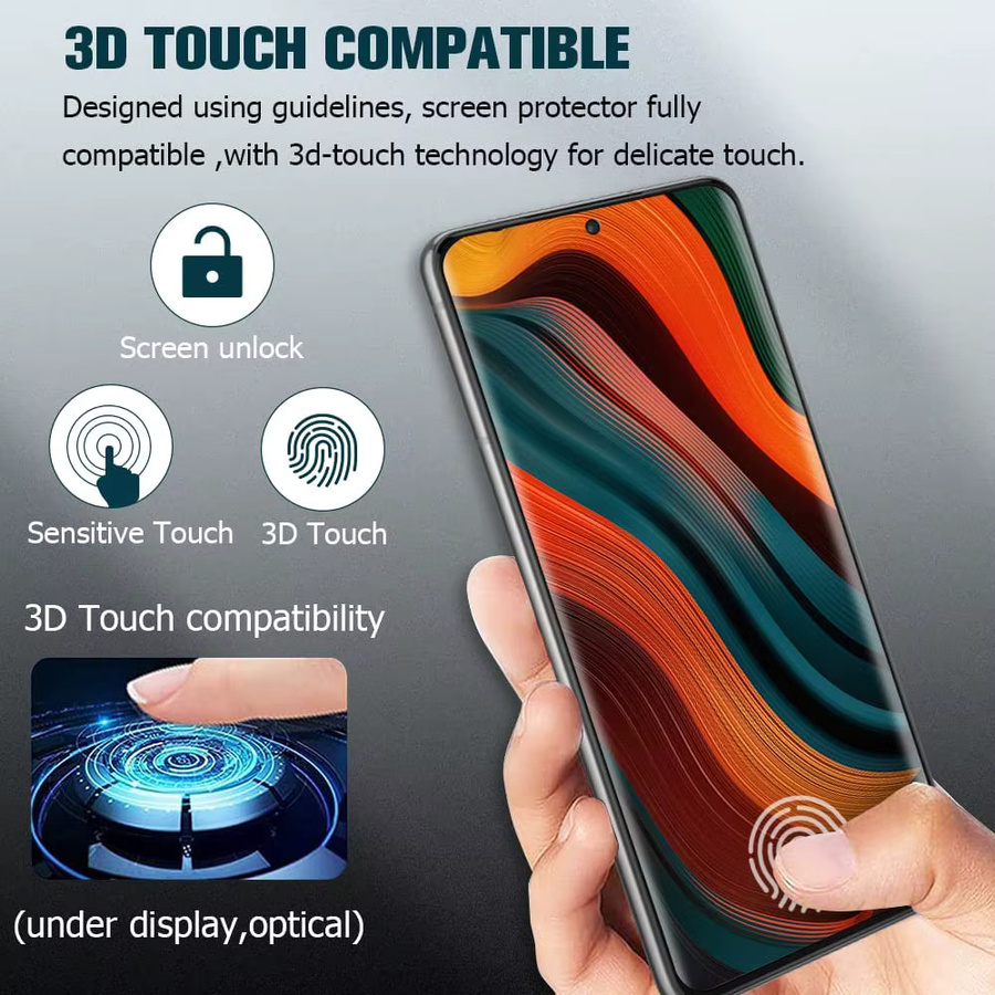 Gebogene Displayschutzfolien aus gehärtetem Glas für Samsung Galaxy S26 S25 S24 S23 S22 S21 S20 Note 20 Note 10 Ultra S10e transparent mit Fingerabdrucksensor-Kompatibilität - Bild 3