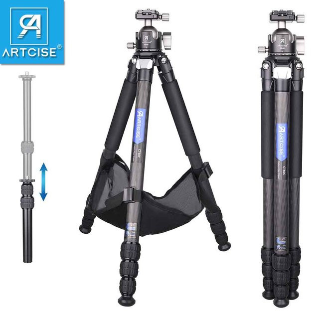 ARTCISE CT70C Carbonfaser-Reisestativ in Schwarz, professionelles DSLR-Stativ mit 29mm Rohr, Belastbarkeit bis 20kg, Höhe: 158 cm - Bild 1