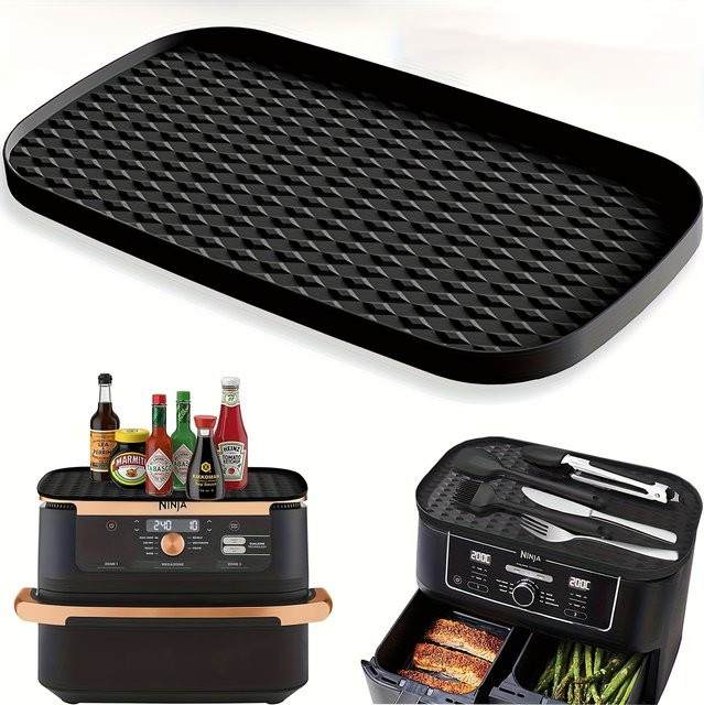 Multifunktionale Silikonmatte für Ninja Heißluftfritteusen, Staubdichte Unterlage in Schwarz - Bild 1