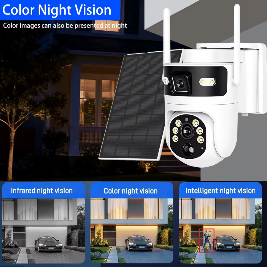 NINIVISION 4G Solarüberwachung PTZ IP-Kamera mit 4K 8MP Auflösung, ICam365 Smart Security, Zwei-Wege-Audio, PIR-Erkennung und Vollfarb-Nachtsicht in Weiß - Bild 3