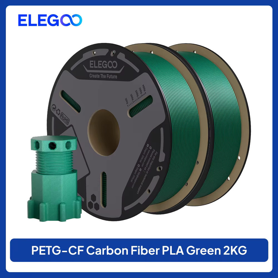 ELEGOO PETG-CF Carbonfaser-Filament Mehrfarbig (Grün, Schwarz), 1,75 mm, 1 kg, für FDM-3D-Drucker - Bild 3
