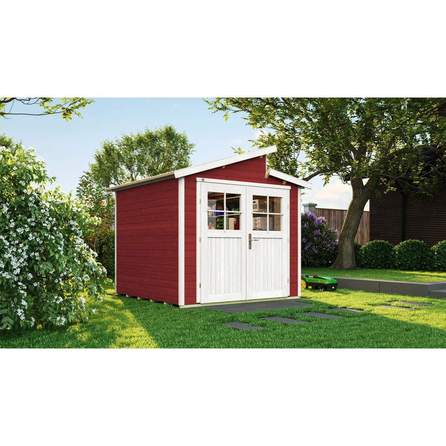 WEKA Holz-Gartenhaus 226 Gr. 2 in Schwedenrot mit Pultdach und modernem Design, B/H/T: 267 x 252 x 261 cm - Bild 2