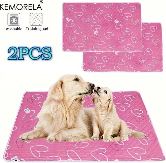 Kemorela 2-teilige Hundetrainings-Kühlmatte in Pink, waschbare und wiederverwendbare Haustier-Windelunterlage für die Hundepflege - Bild 1