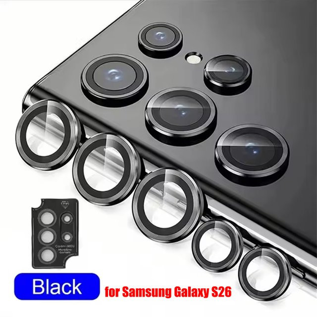 Samsung Galaxy S26 Ultra S26 Plus Kameraschutz Metall-Objektivring mit 8K HD gehärtetem Glas in Silber - Bild 1