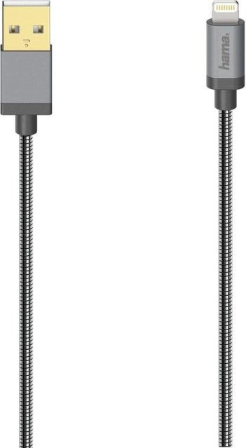 Hama Prime Line Lightning-Kabel USB-A auf Lightning, Anthrazit, Schwarz/Silber, 0,75 m - Bild 1