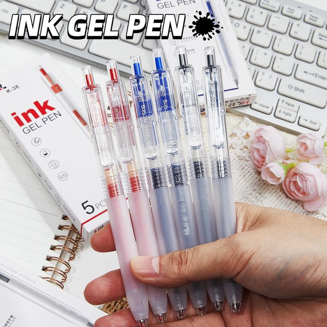 5-teiliges Gelschreiber-Set in Schwarz, Blau und Rot für Schule und Büro - Bild 1