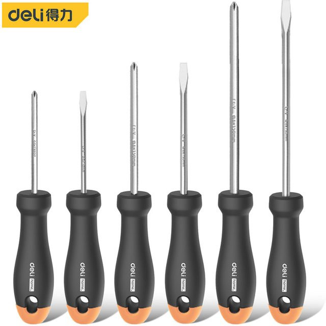 Deli Schraubendreher-Set mit magnetischen Kreuzschlitz- und Schlitz-Bits und rutschfestem Griff für Reparaturarbeiten - Bild 1